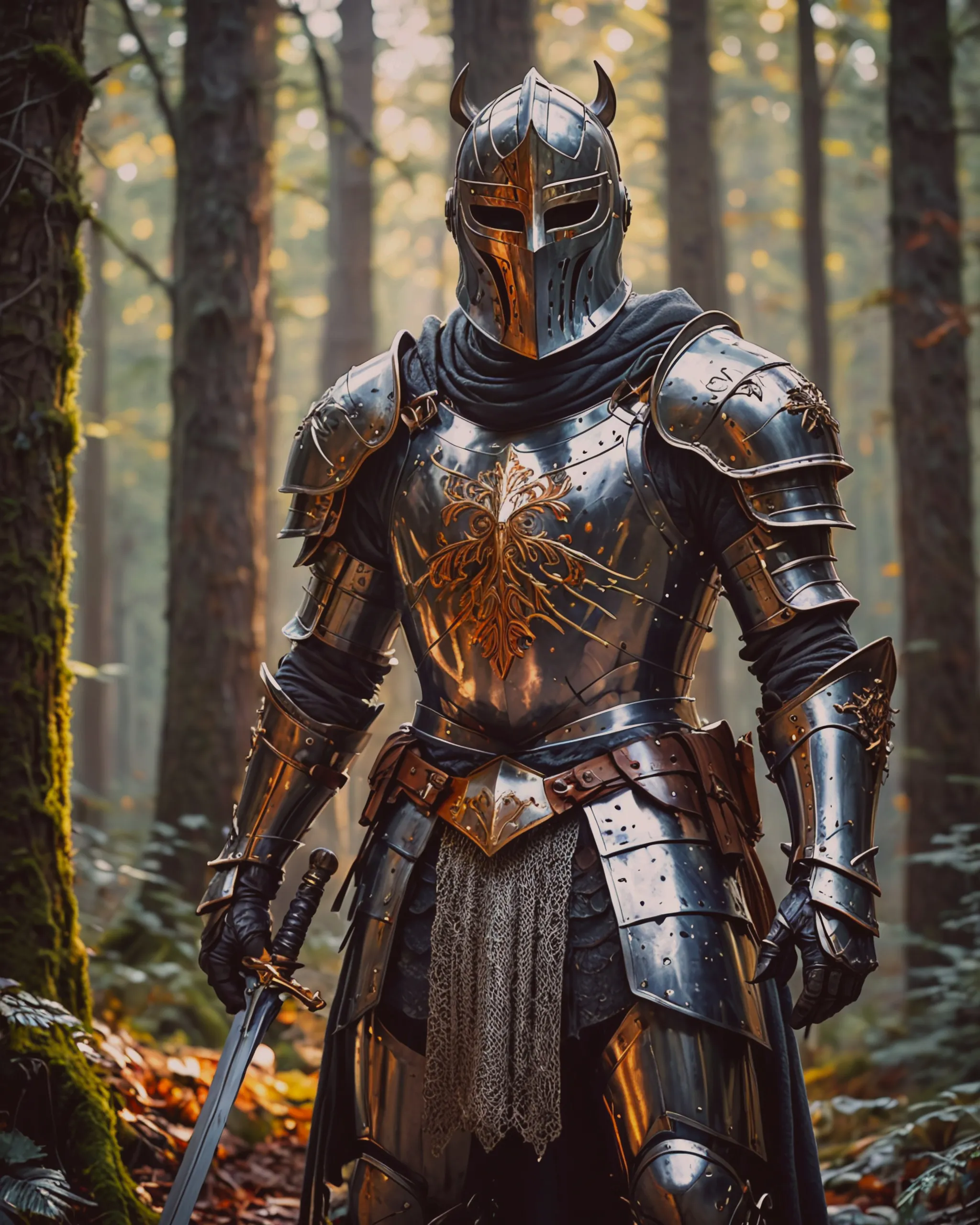 A closeup a knight shining armor, - Free AI Photo Generator - starryai