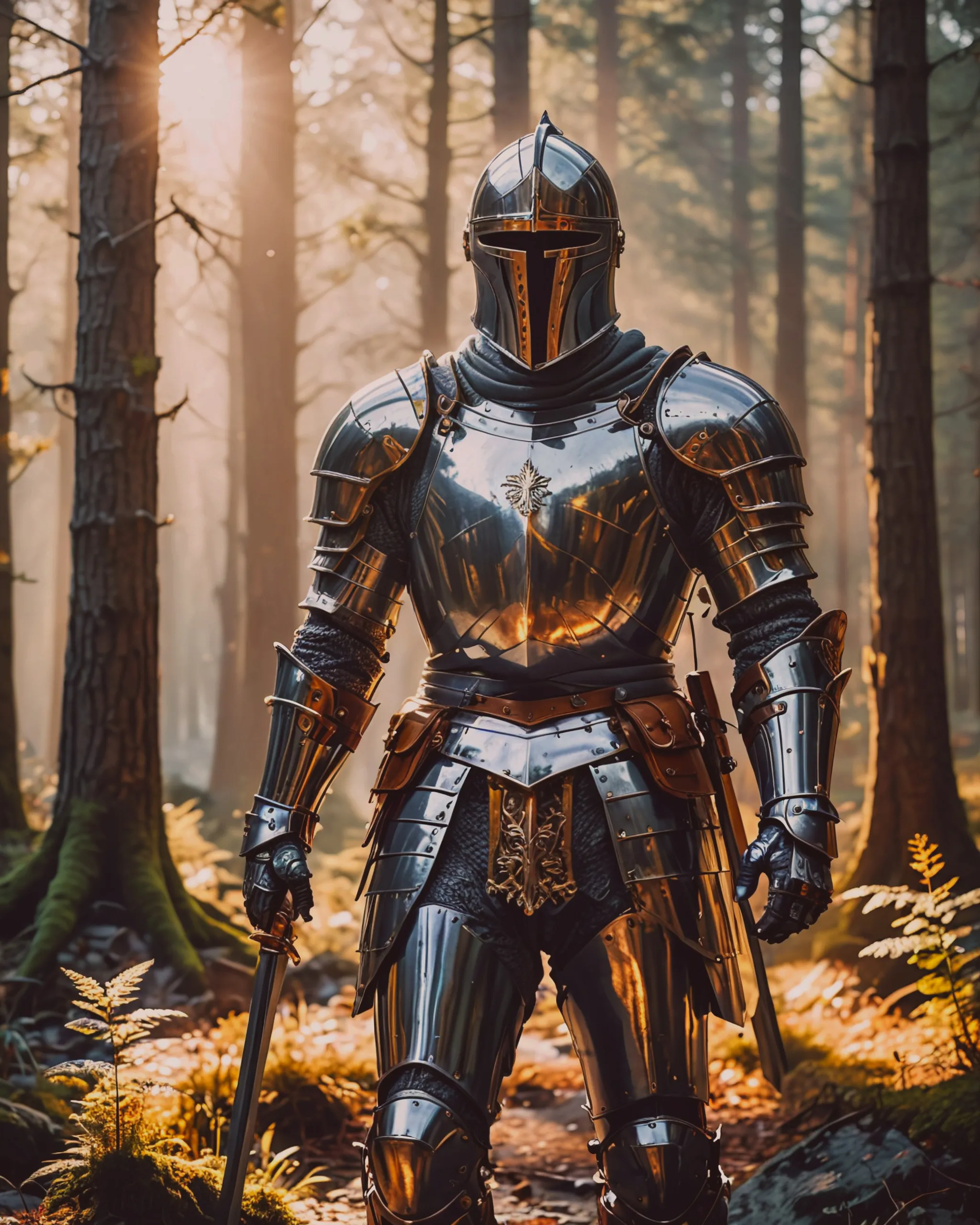 A closeup a knight shining armor, - Free AI Photo Generator - starryai