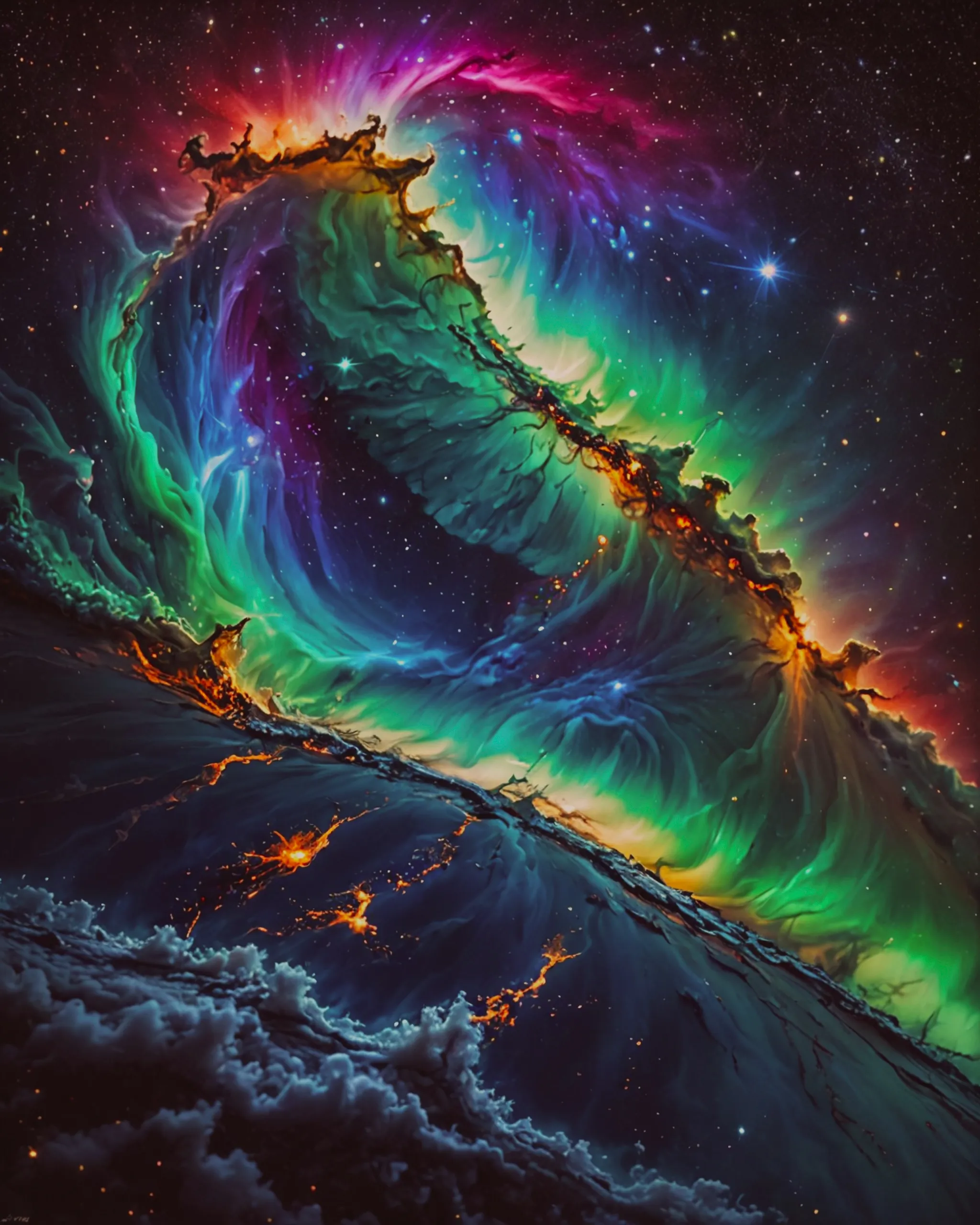 A cosmic river that blends sky, - Free AI Photo Generator - starryai