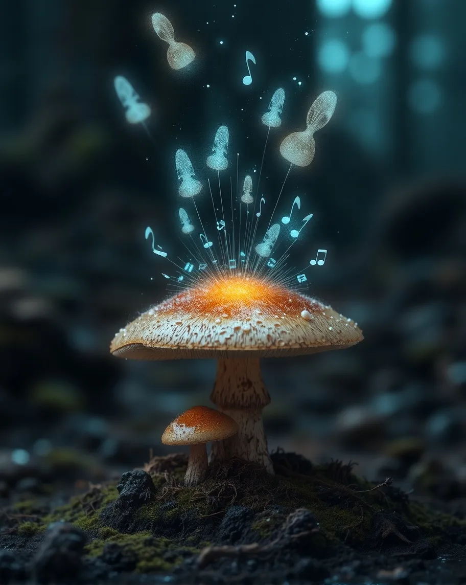 A mushroom playing a symphony up - Free AI Photo Generator - starryai