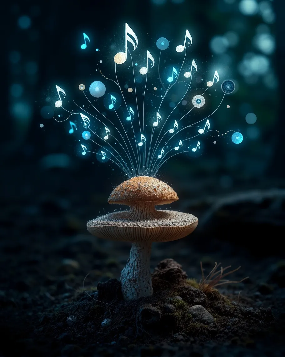 A mushroom playing a symphony up - Free AI Photo Generator - starryai