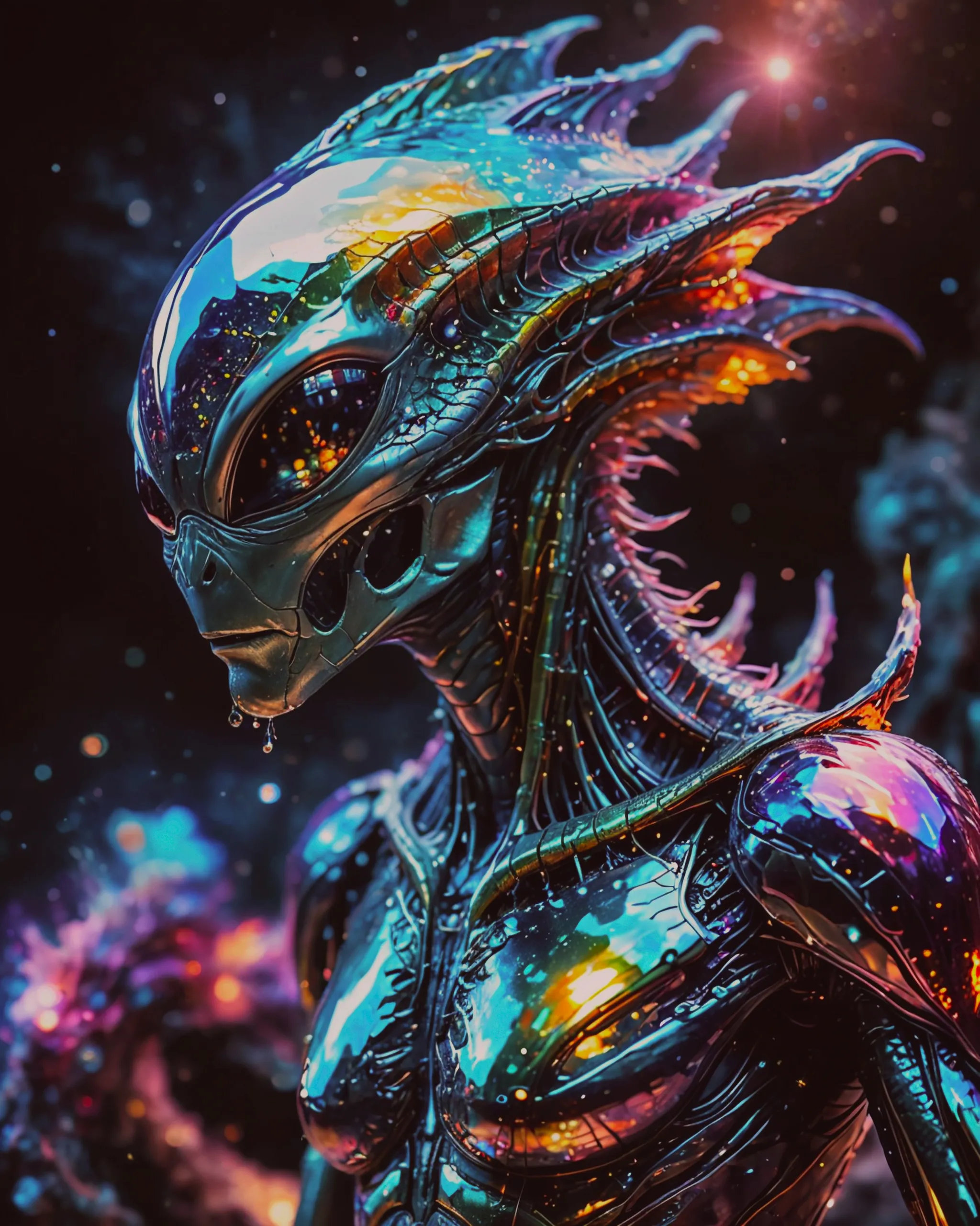 liquid diamond alien - Free AI Photo Generator - starryai
