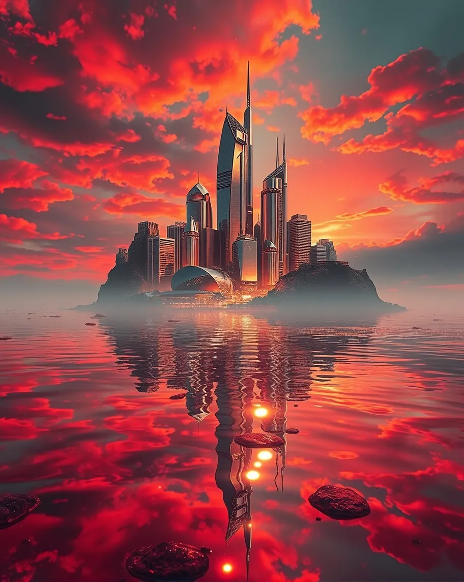 A highly polished chrome city - Free AI Photo Generator - starryai