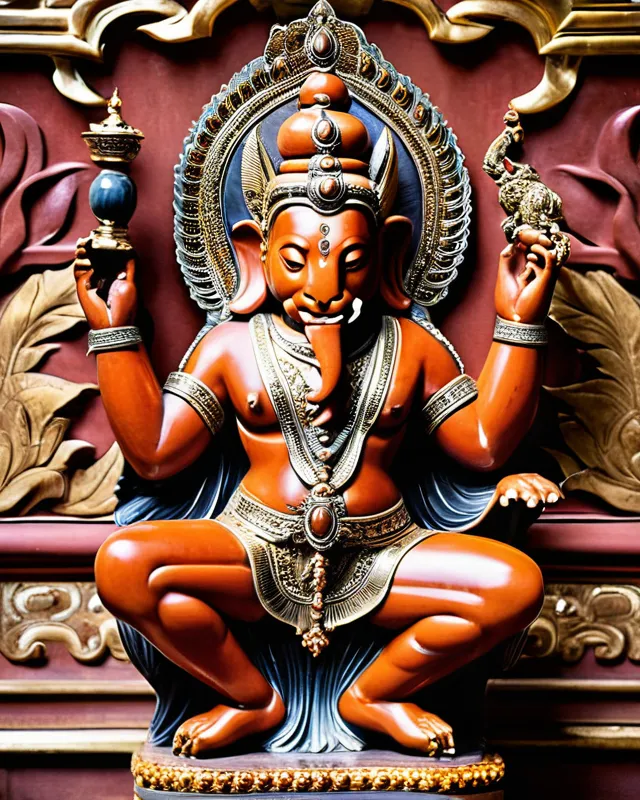 Master Rashaka rakshasa statue carved from red - Free AI Photo Generator - starryai