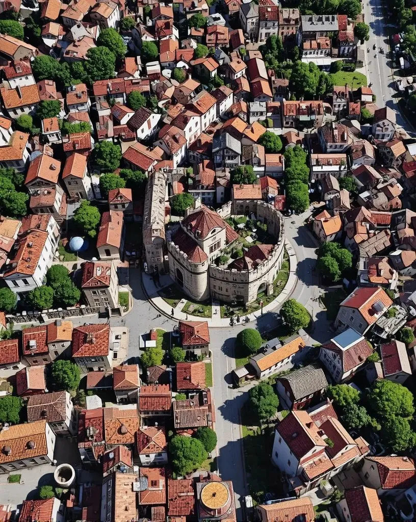 Large Medieval walled city a at - Free AI Photo Generator - starryai