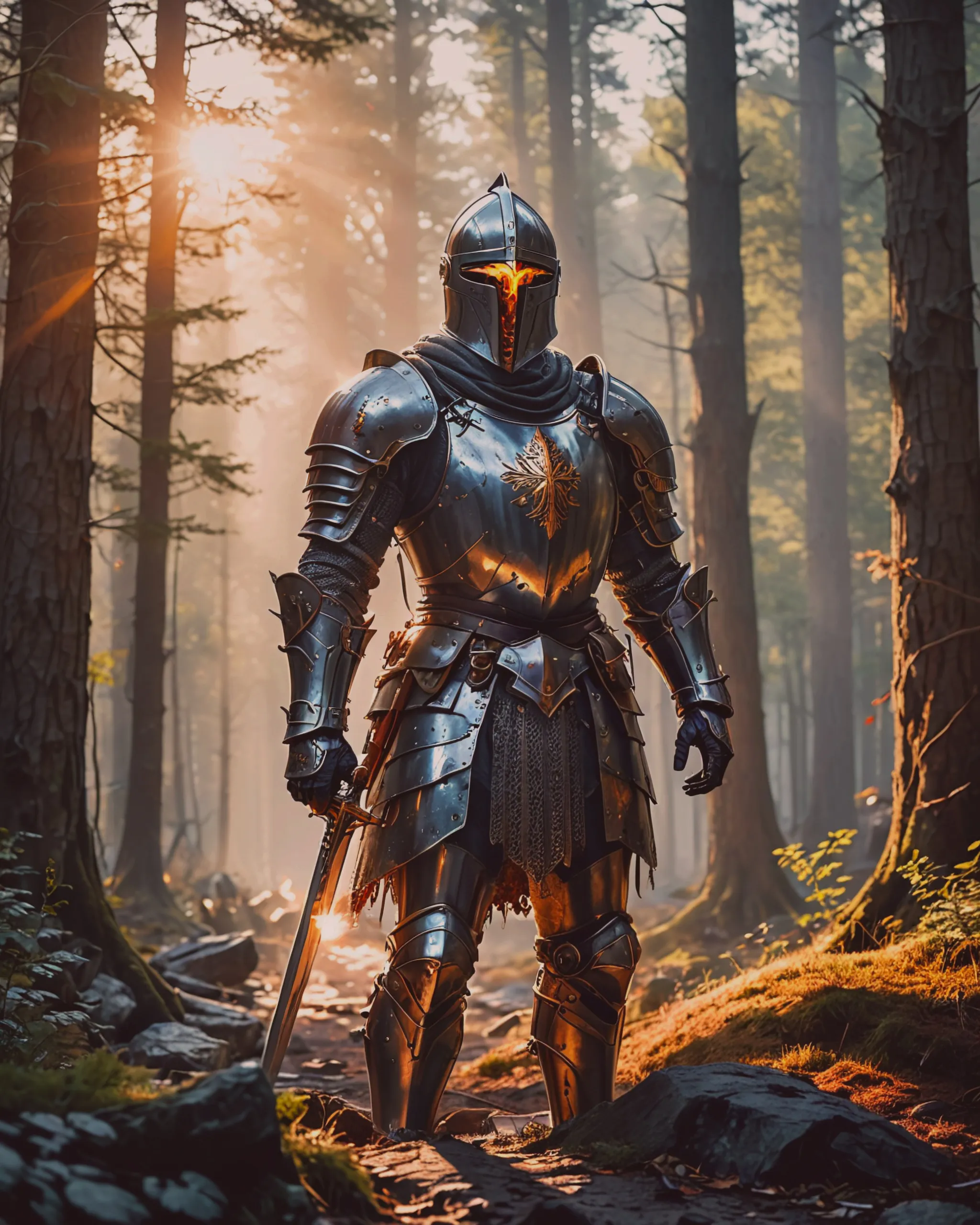 A closeup a knight shining armor, - Free AI Photo Generator - starryai