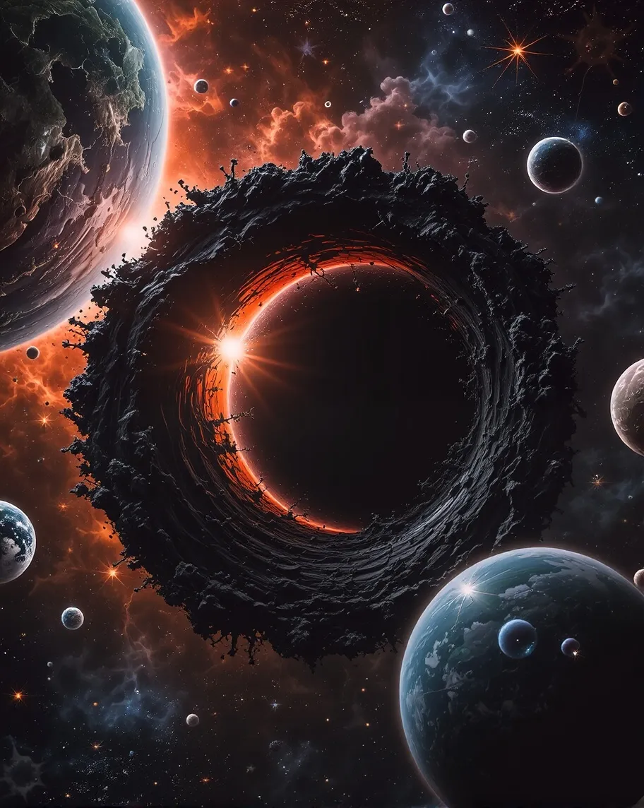 A black hole space surrounded - Free AI Photo Generator - starryai