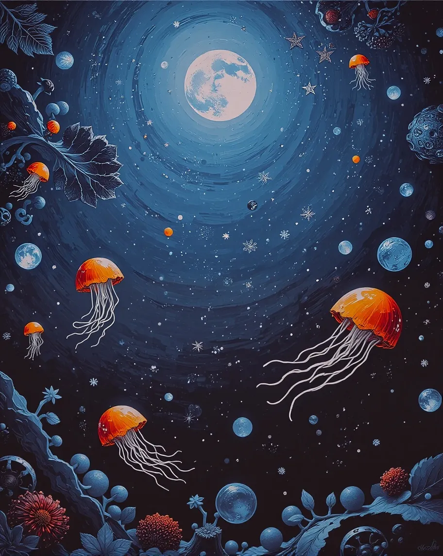 Sea stars moon jellyfish - Free AI Photo Generator - starryai
