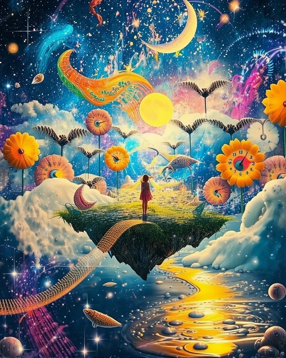 this surreal painting, a girl at - Free AI Photo Generator - starryai