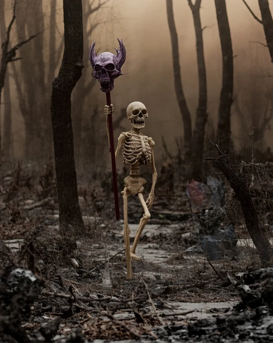A skeletal necromancer walks a He - Free AI Photo Generator - starryai