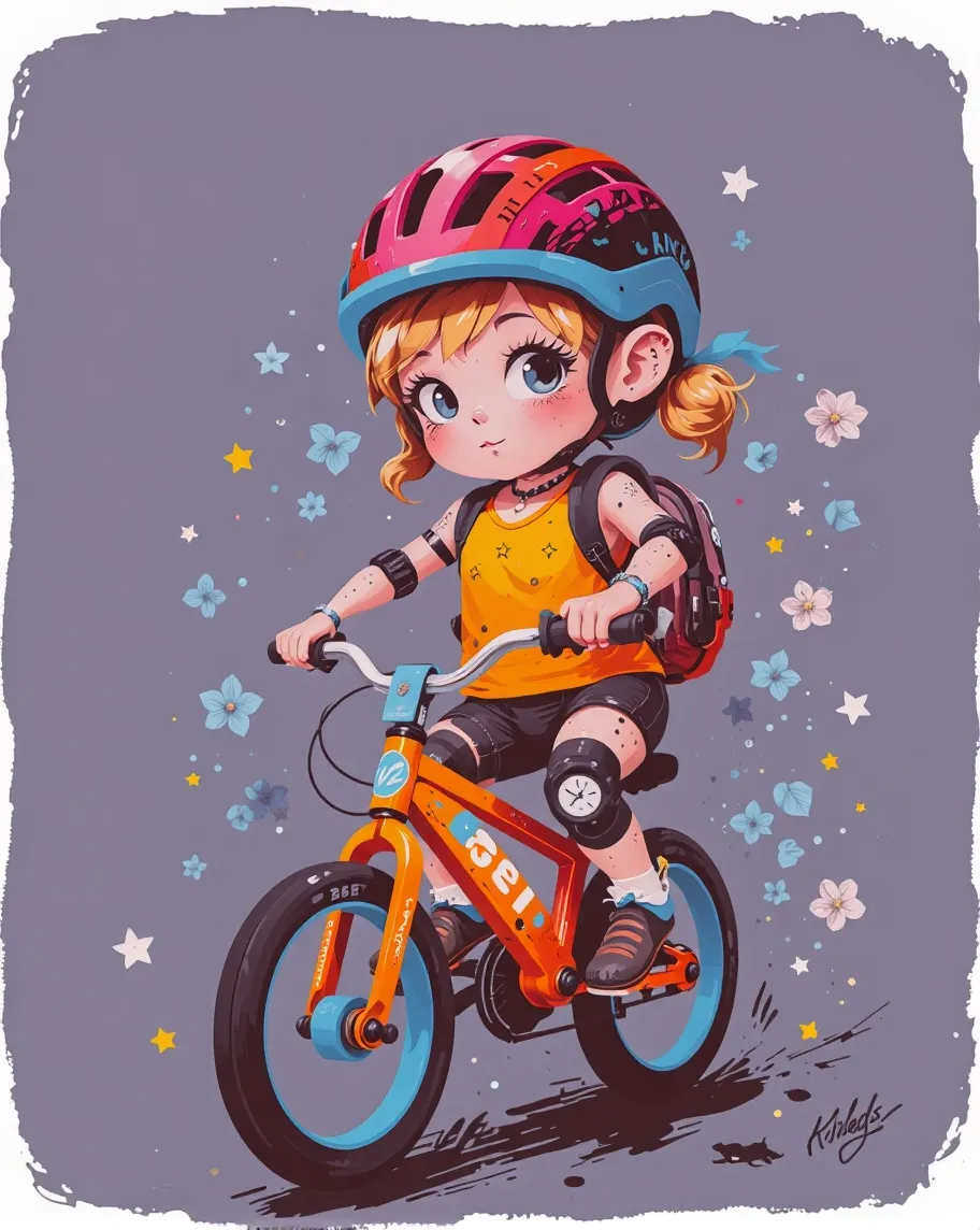Bike Riding Image Ai Learning bike riding adorable. - Free AI Photo Generator - starryai