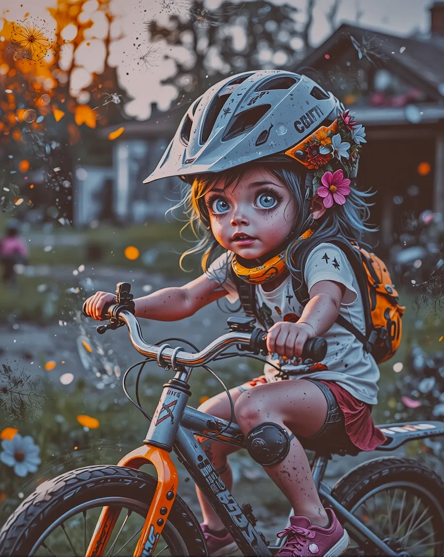 Bike Riding Image Ai Learning bike riding adorable. - Free AI Photo Generator - starryai