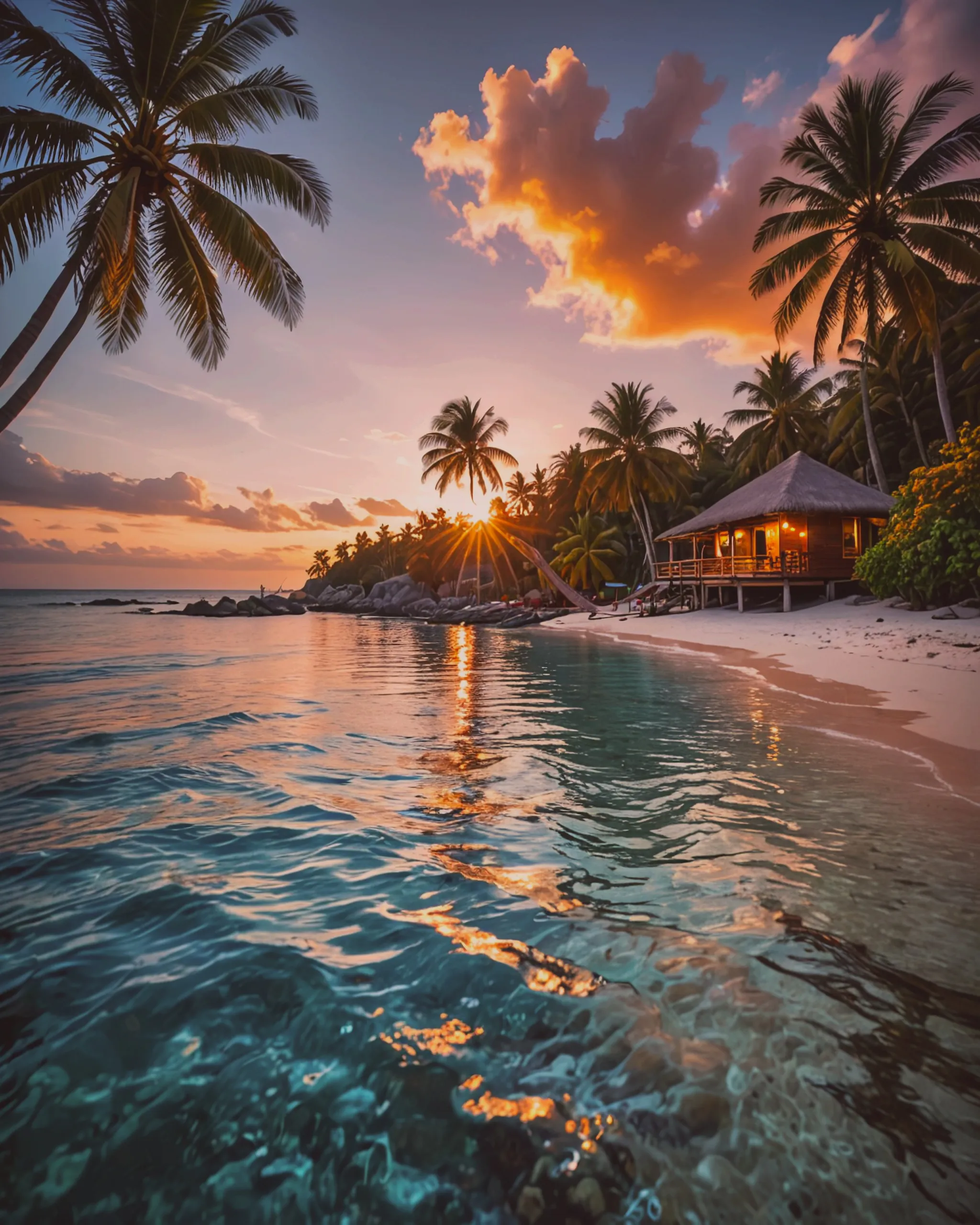 Urlaub auf einer wunderschönen Insel mit  einem Strand und schönen ladies