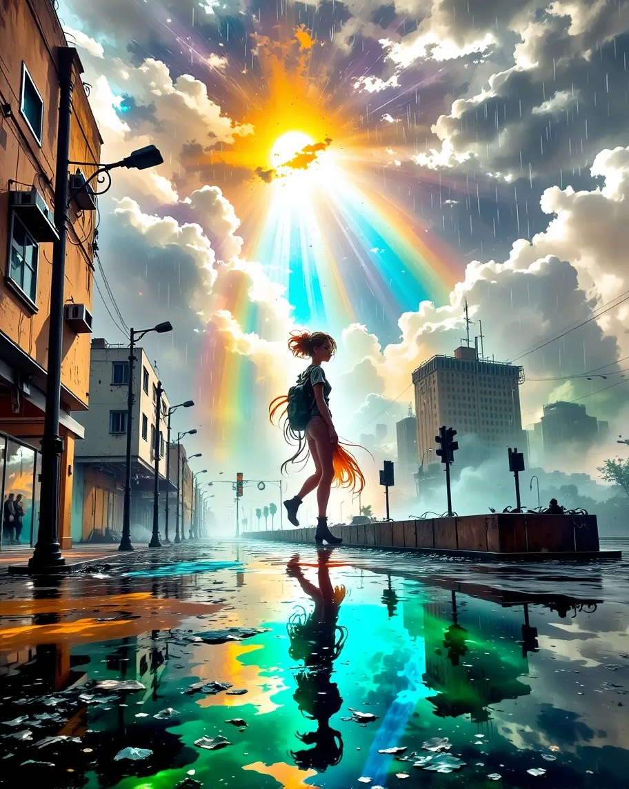A beautiful rainbow sky on a day, - Free AI Photo Generator - starryai