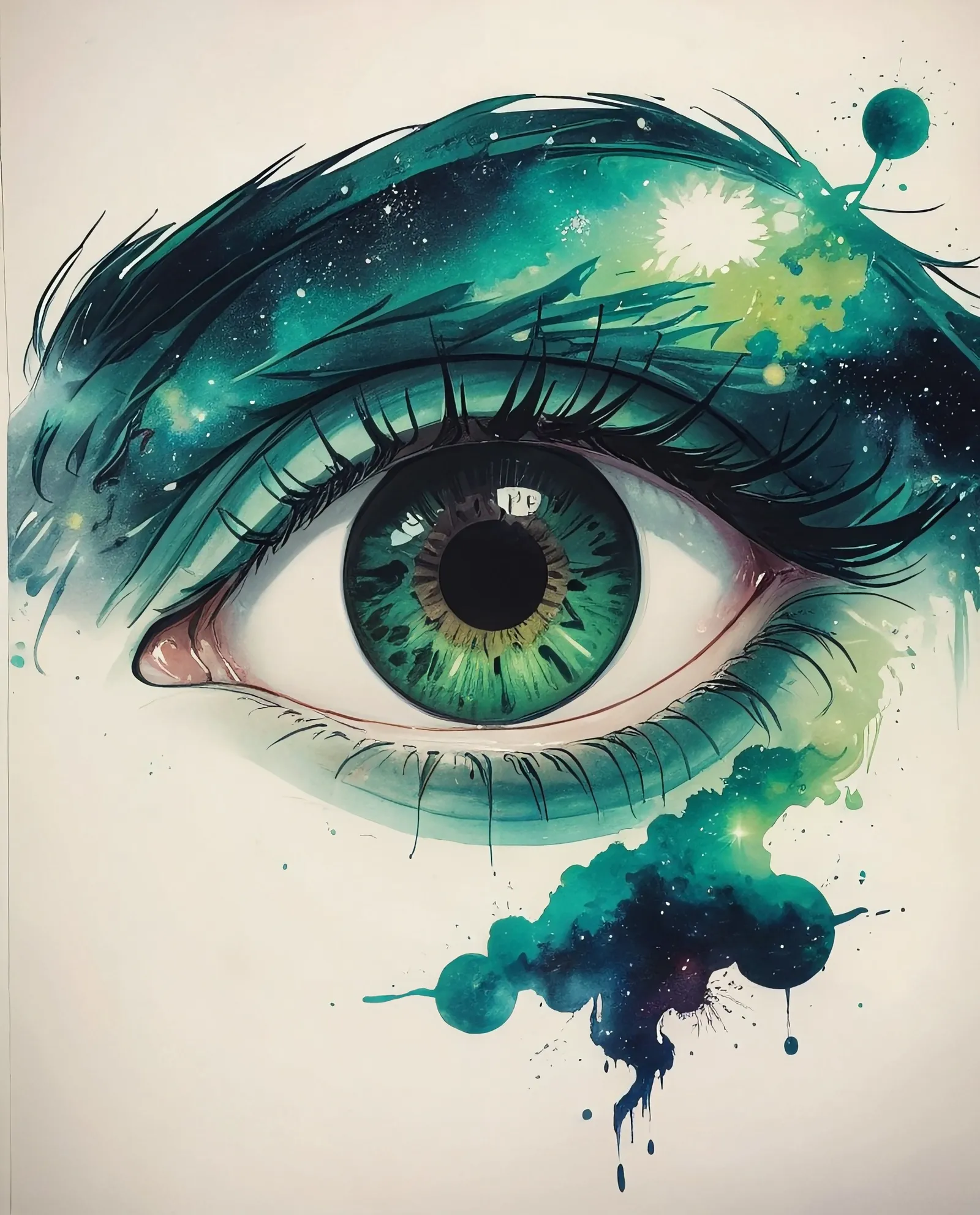 Galaxy space green eye ripping at - Free AI Photo Generator - starryai