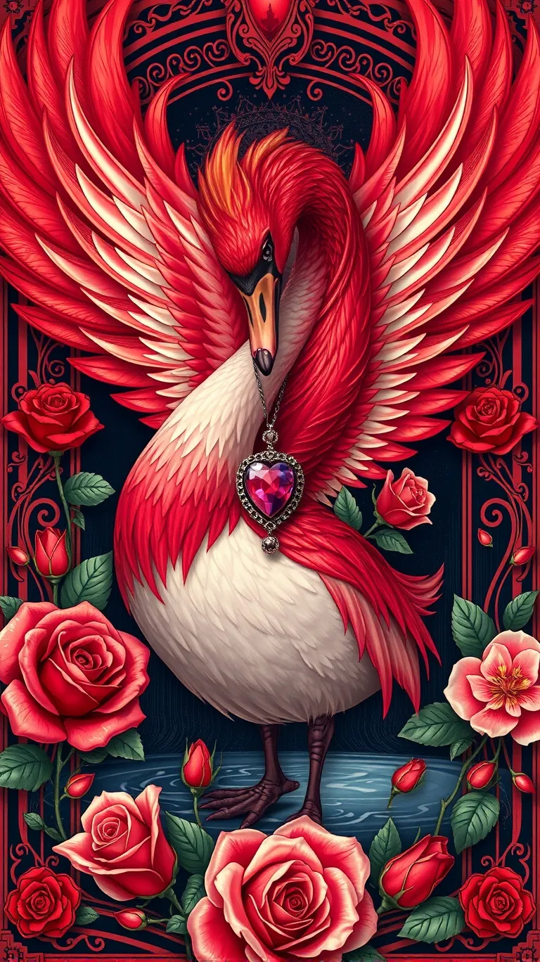 Red Awan A majestic red swan - Free AI Photo Generator - starryai