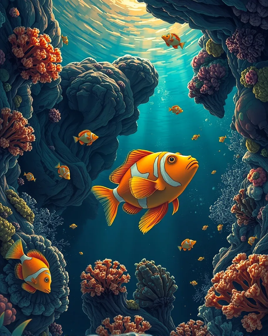 A highly colorful underwater - Free AI Photo Generator - starryai