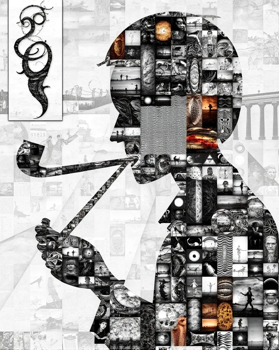 Smocking Collage A striking collage artwork form - Free AI Photo Generator - starryai