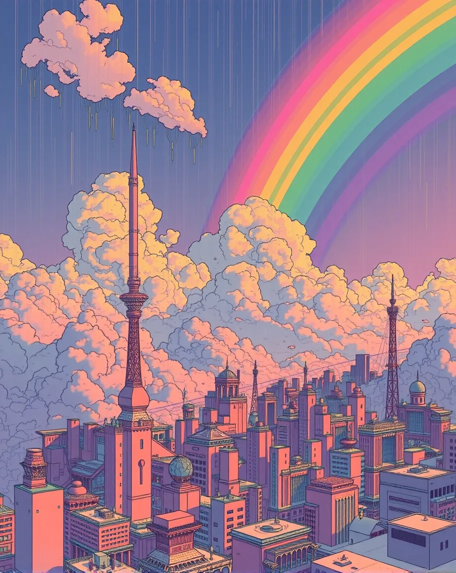 Rainbow fills purplish blue hued - Free AI Photo Generator - starryai