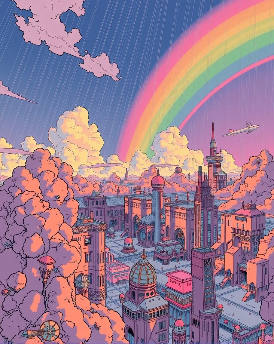 Rainbow fills purplish blue hued - Free AI Photo Generator - starryai