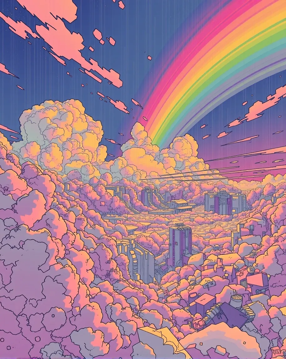 Rainbow fills purplish blue hued - Free AI Photo Generator - starryai