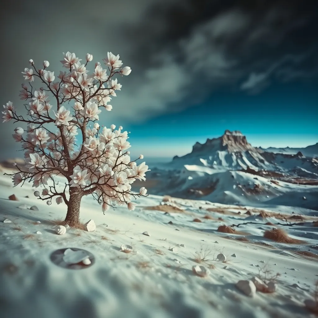 a painting some kind tree snow, - Free AI Photo Generator - starryai