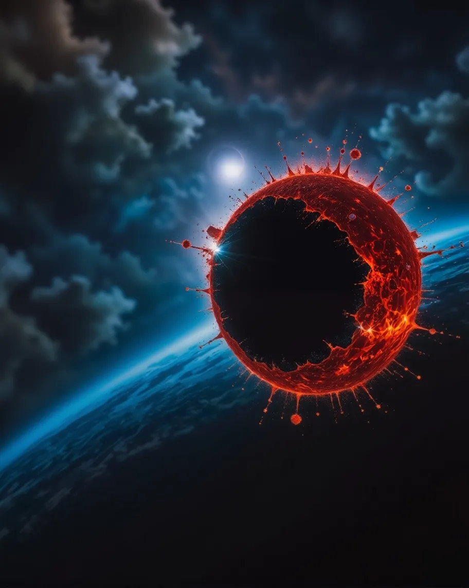 A black hole eating a dwarf sun - Free AI Photo Generator - starryai