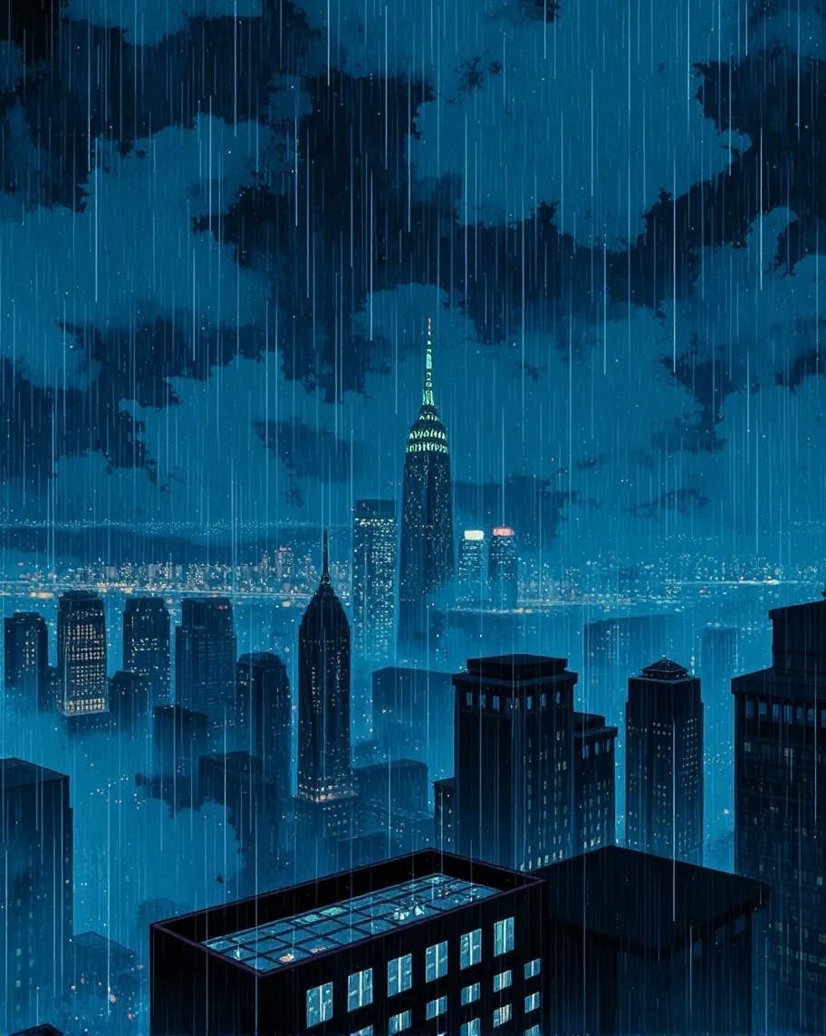 sight a big city night time Rain - Free AI Photo Generator - starryai