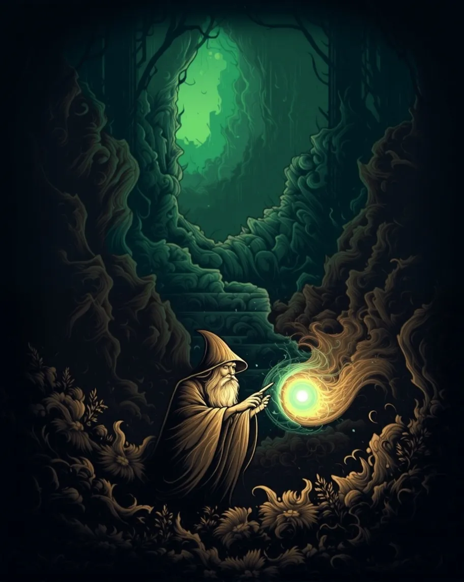 A wizard casting a spell a dark - Free AI Photo Generator - starryai