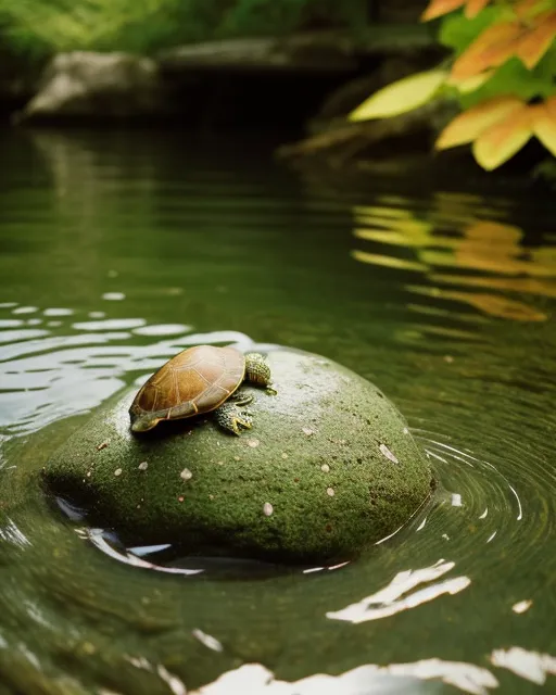 Autictic Turtle “A realistic turtle resting on - Free AI Photo Generator - starryai
