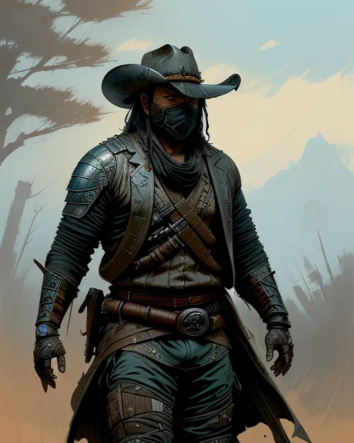 Post apocalyptic Cowboy cyborg. - Free AI Photo Generator - starryai
