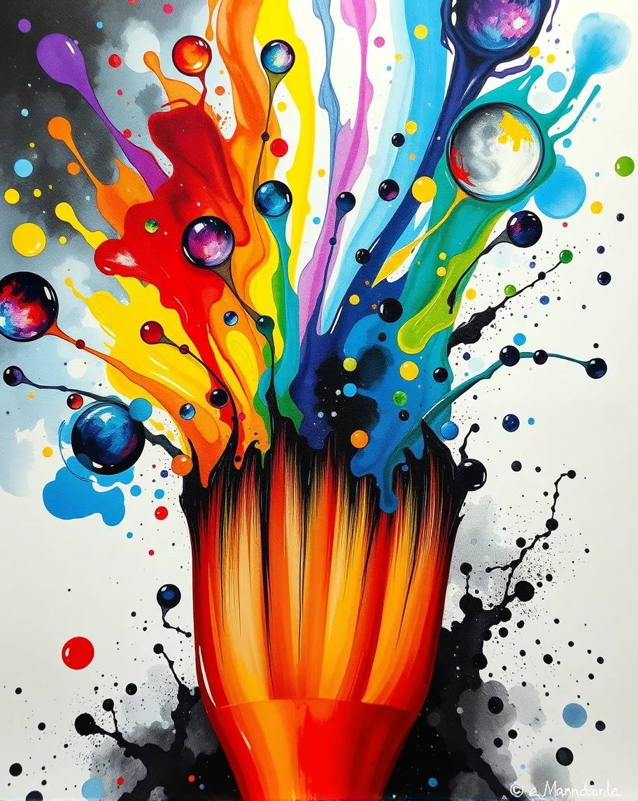 A paint brush bursts fantastical - Free AI Photo Generator - starryai