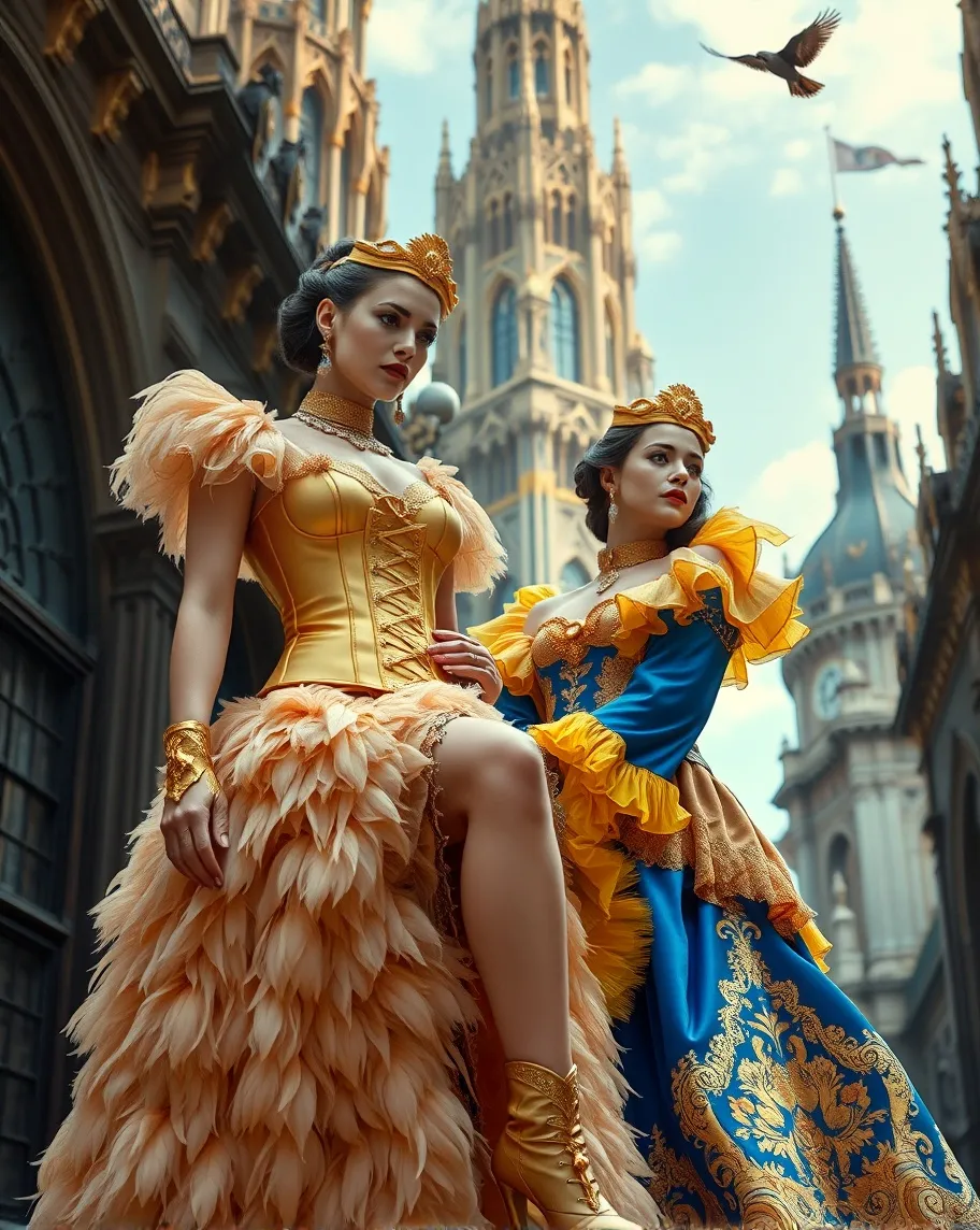 " elegant women a fantasy city, - Free AI Photo Generator - starryai
