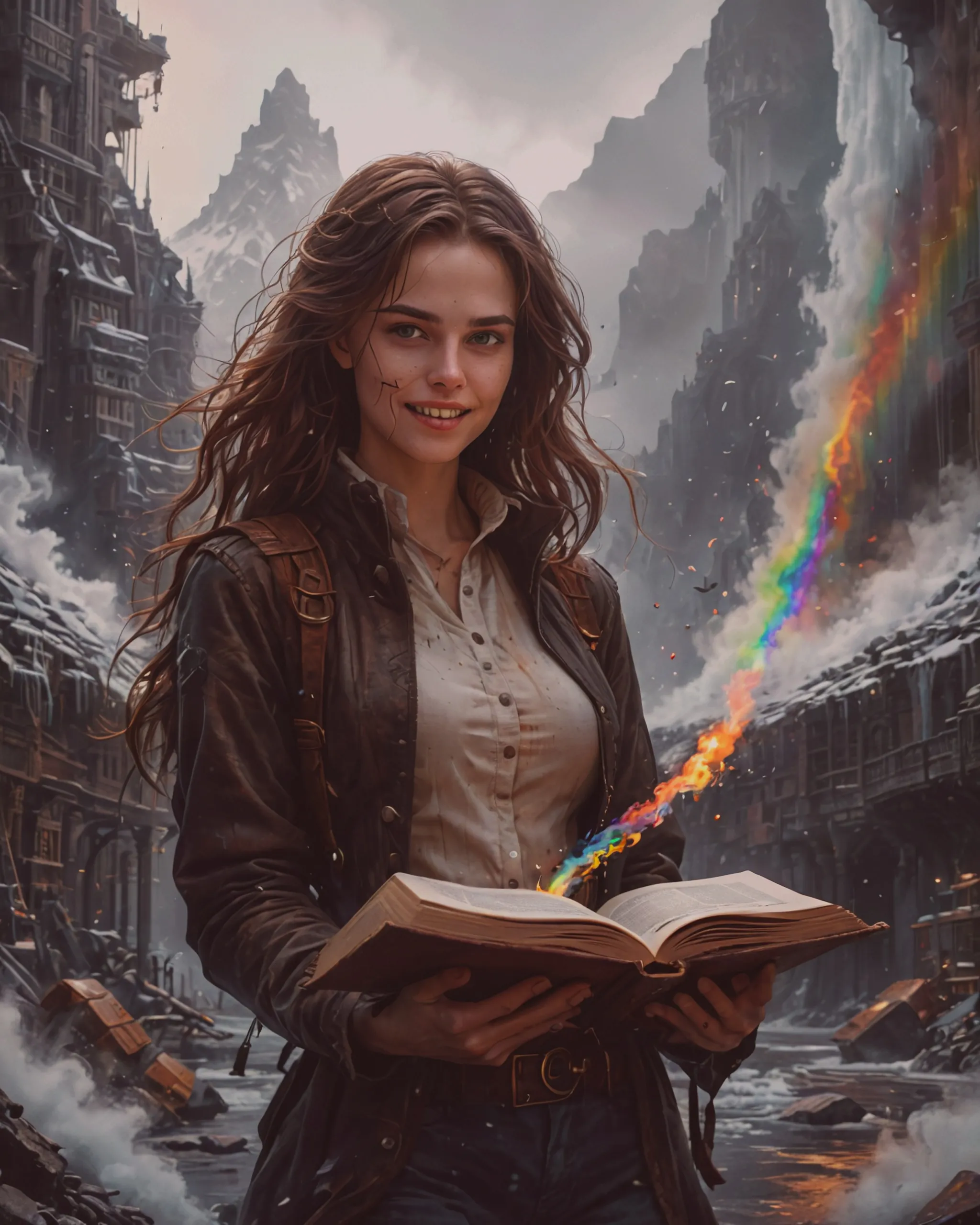 Chasing a rainbow coming out a - Free AI Photo Generator - starryai