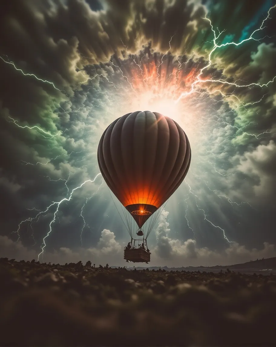 Pull Into Mist A balloon blimp getting pulled - Free AI Photo Generator - starryai