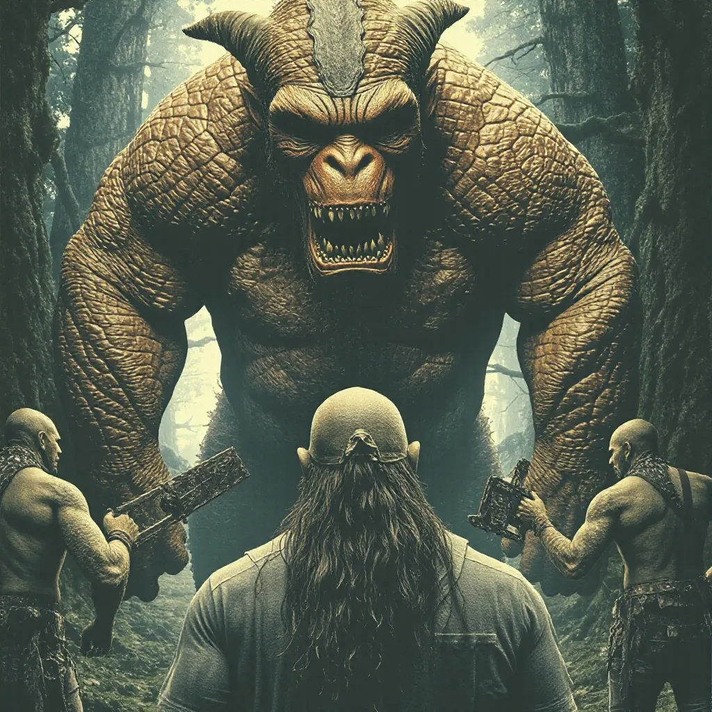 A band orcs stumble backwards awe - Free AI Photo Generator - starryai