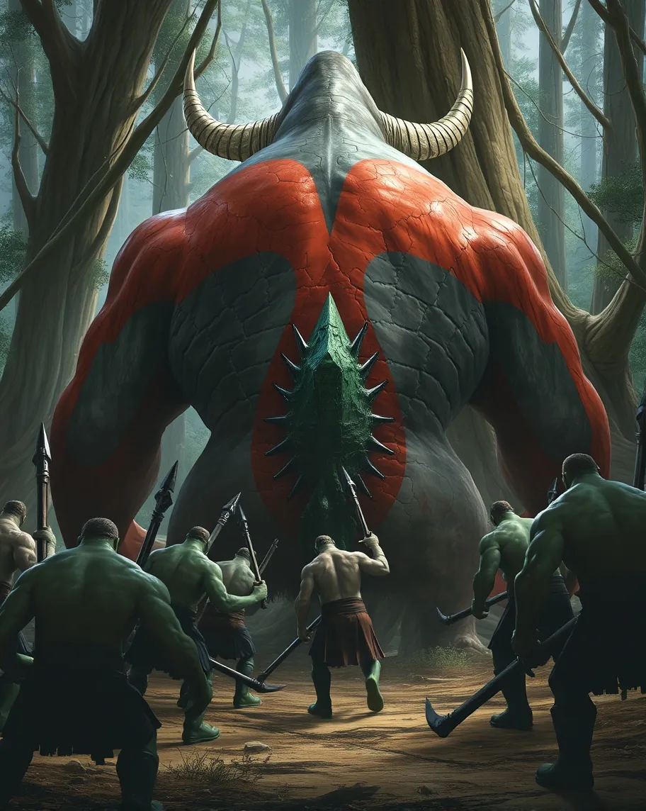 A band orcs stumble backwards awe - Free AI Photo Generator - starryai