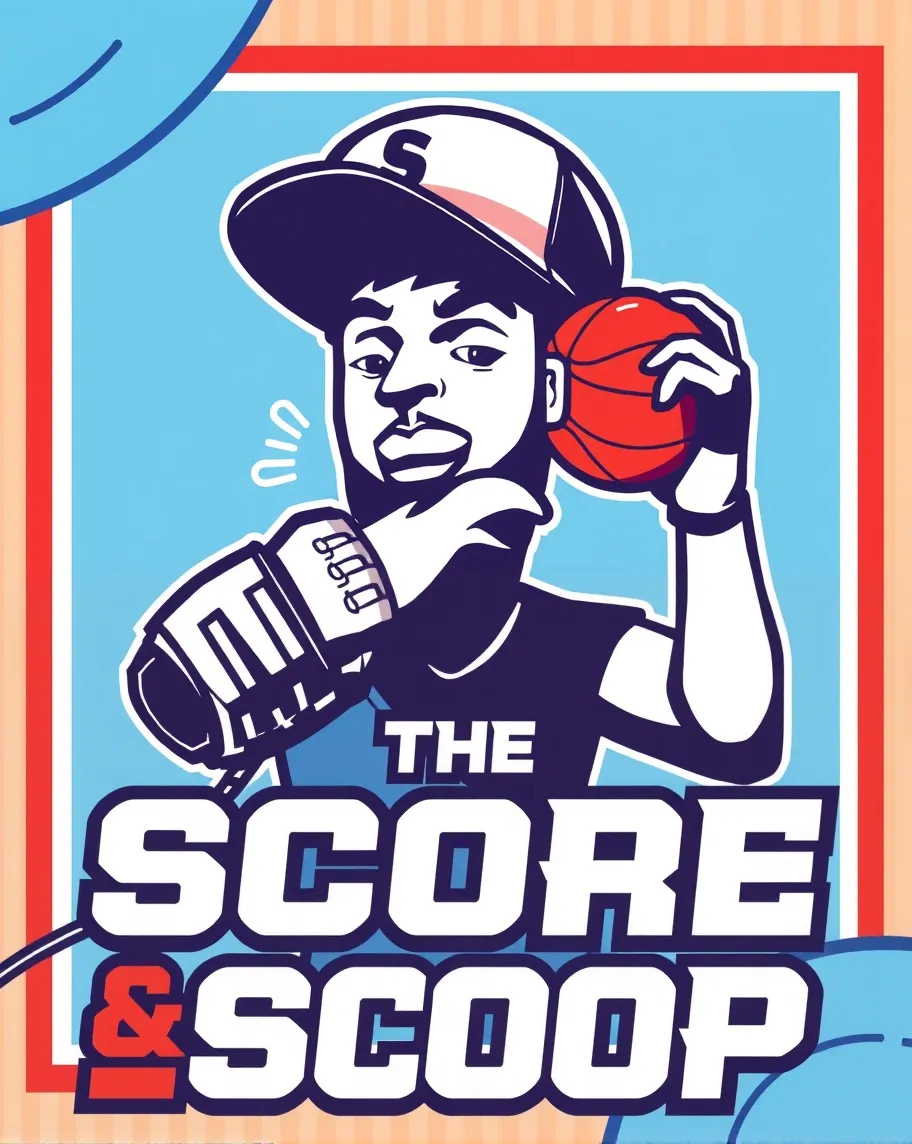 make me cover art for a podcast about Trends &Sports with my podcast name: The Score & Scoop