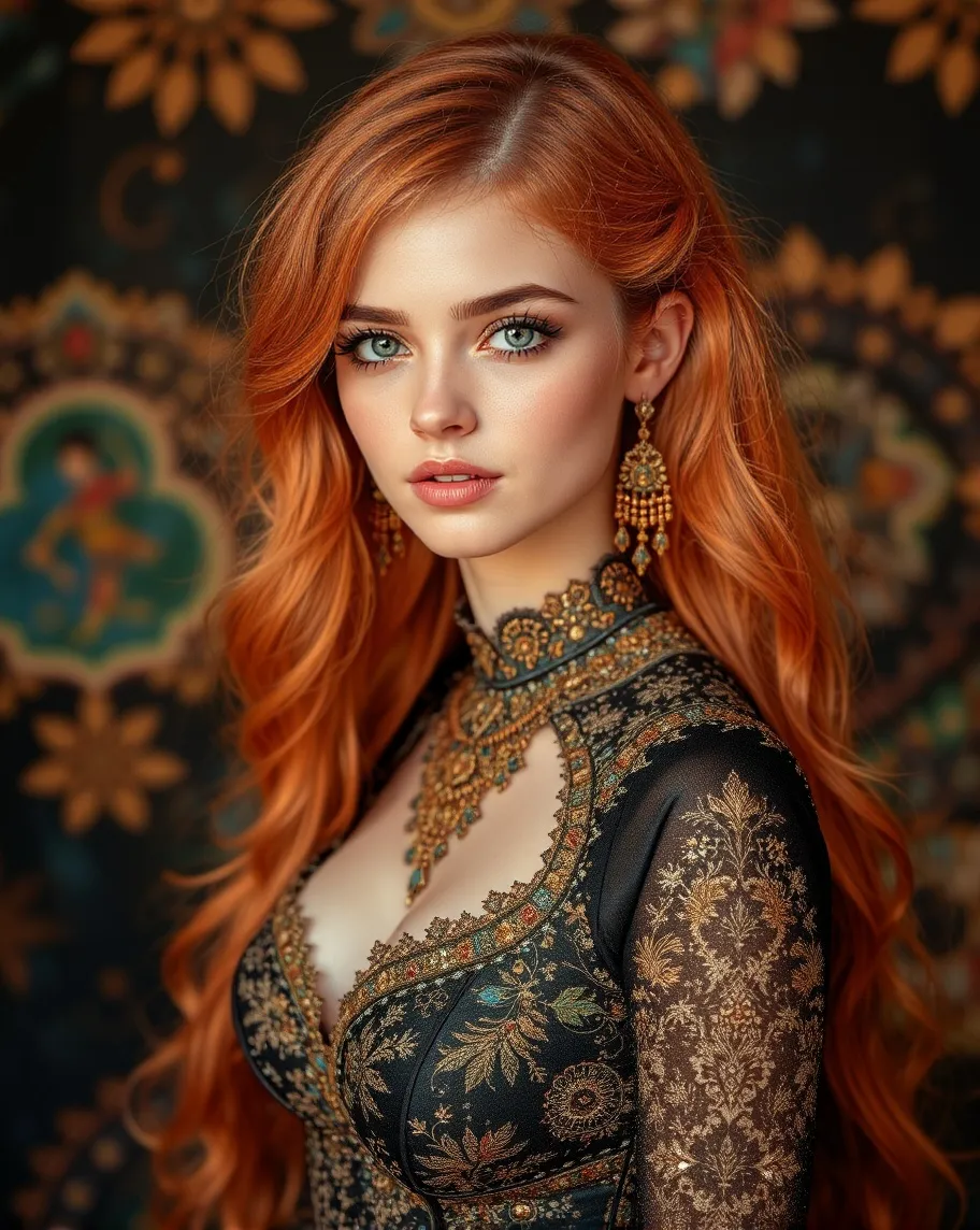 A beautiful woman ginger hair She - Free AI Photo Generator - starryai