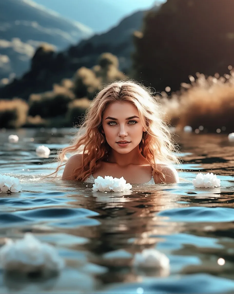 Beautiful lady long blonde hair - Free AI Photo Generator - starryai