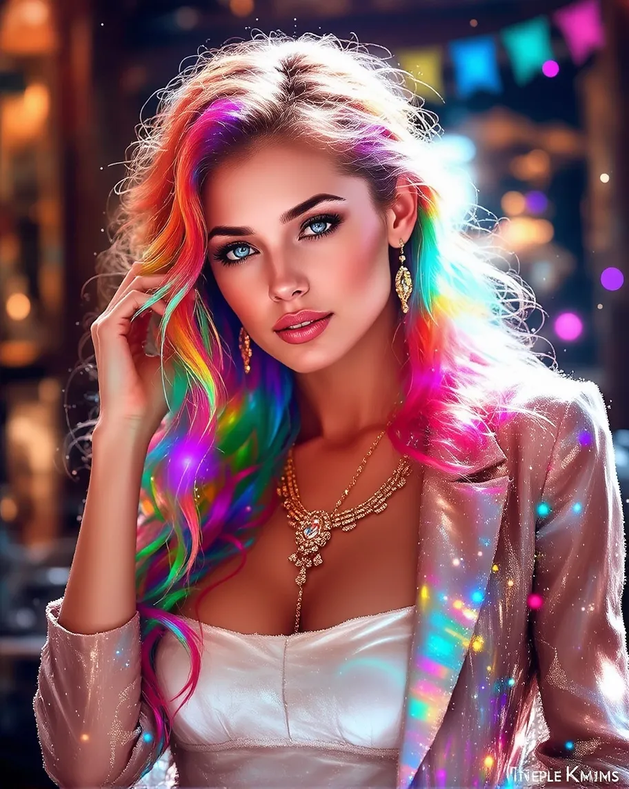 a beautiful woman modeling bright - Free AI Photo Generator - starryai