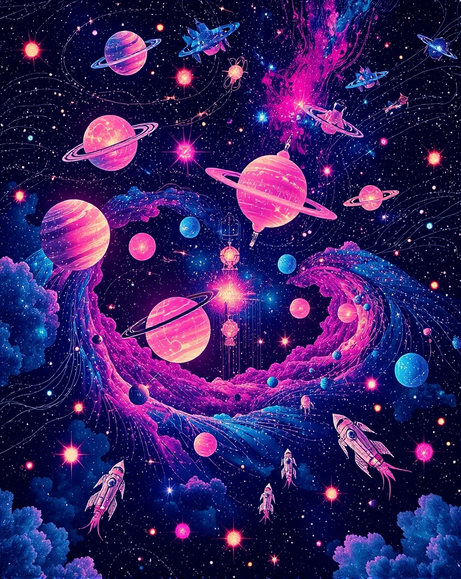 Cosmic Doodle Odyssey” A swirling - Free AI Photo Generator - starryai
