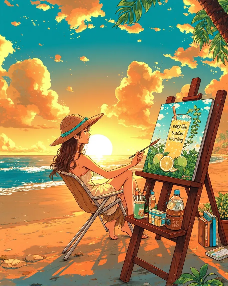A girl on a beautiful beach at - Free AI Photo Generator - starryai