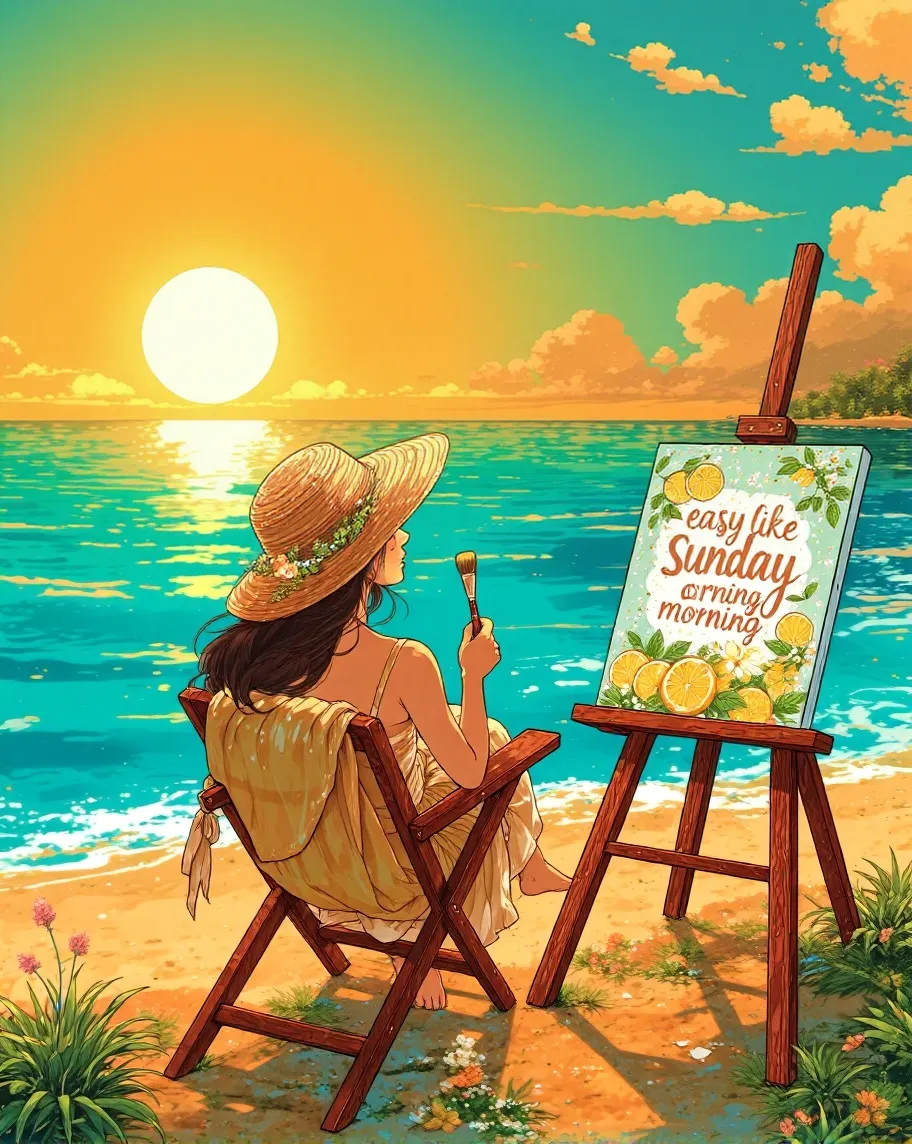 A girl on a beautiful beach at - Free AI Photo Generator - starryai