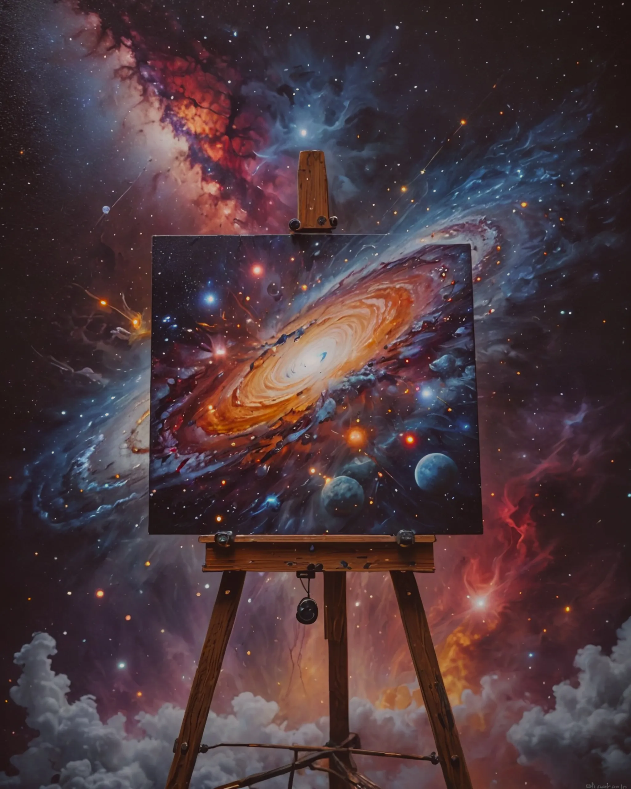 Galaxy on easel - Free AI Photo Generator - starryai
