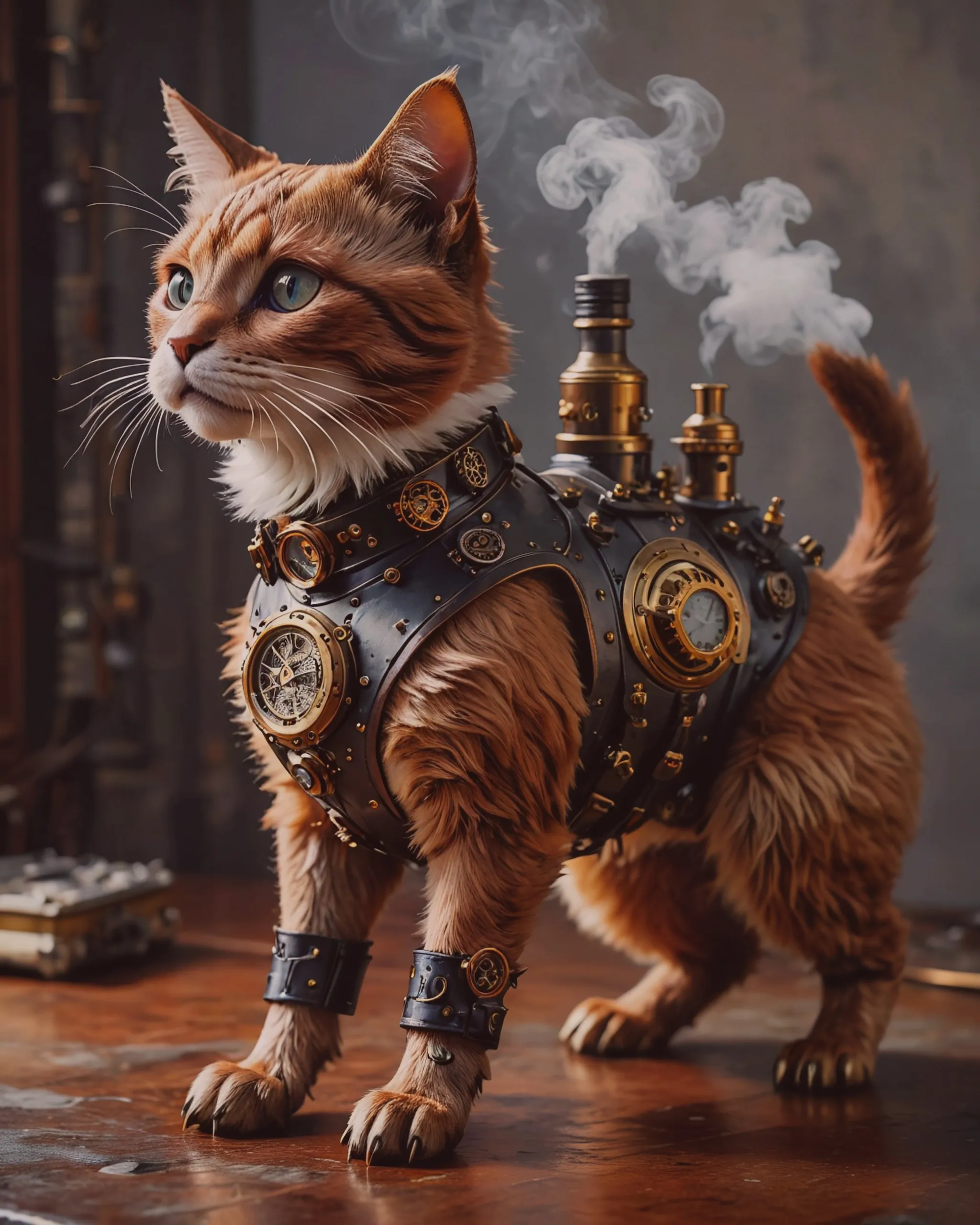 “A steampunk-inspired cat dog cat - Free AI Photo Generator - starryai