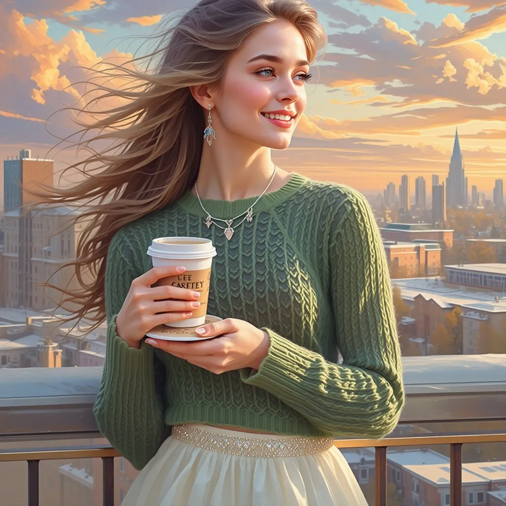 A pretty young woman long, hair, - Free AI Photo Generator - starryai