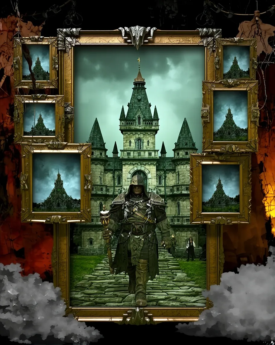 A medieval castle seen through up - Free AI Photo Generator - starryai
