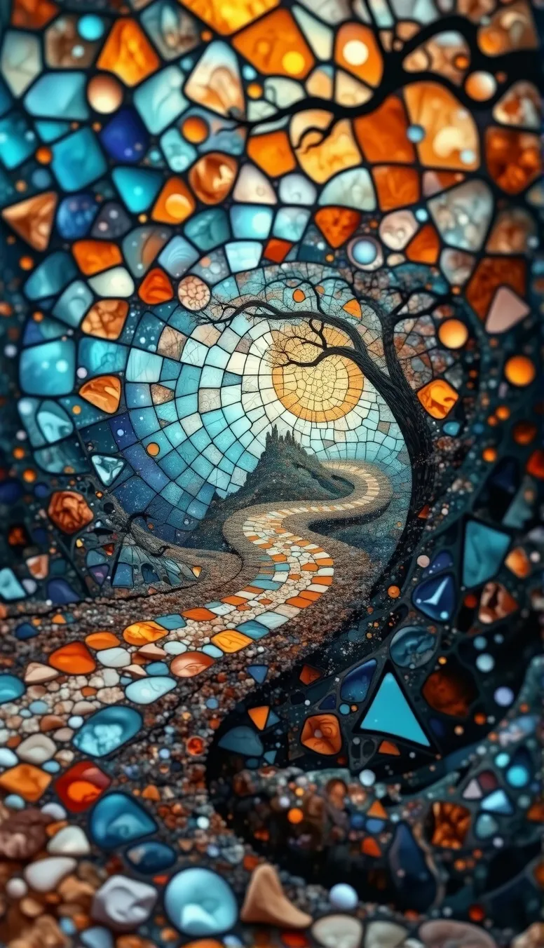 Colourful stained glass winding - Free AI Photo Generator - starryai