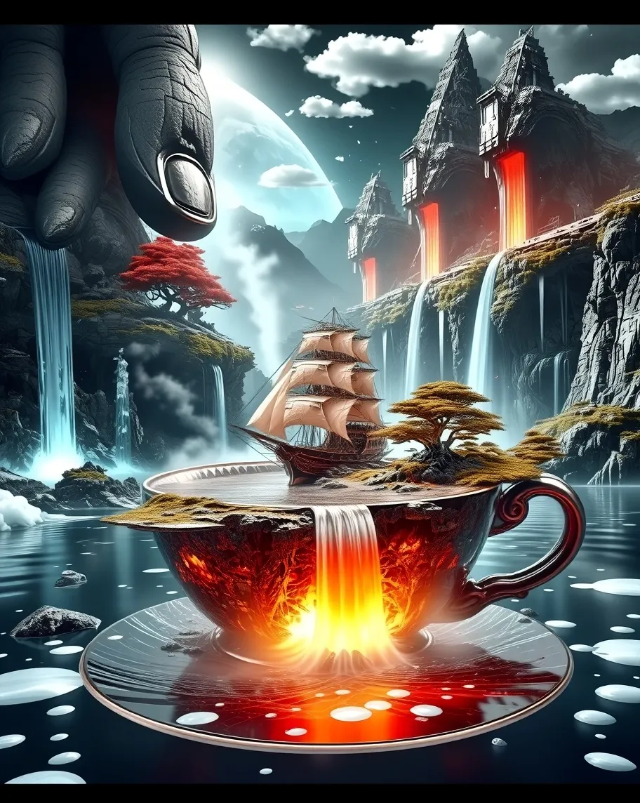 A surreal scene showcasing a hand - Free AI Photo Generator - starryai